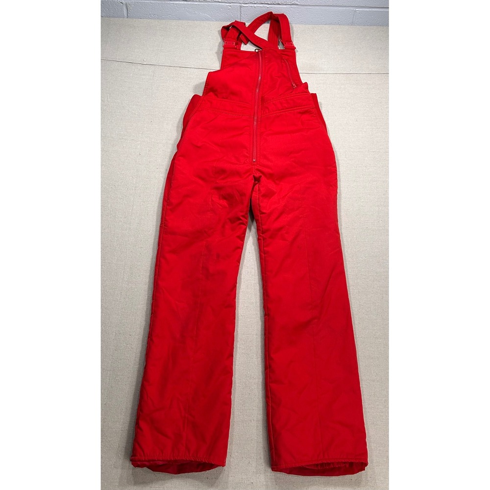 Vintage Fusalp Red Ski Bibs Overalls Women's Large Insulated France Snowboarding